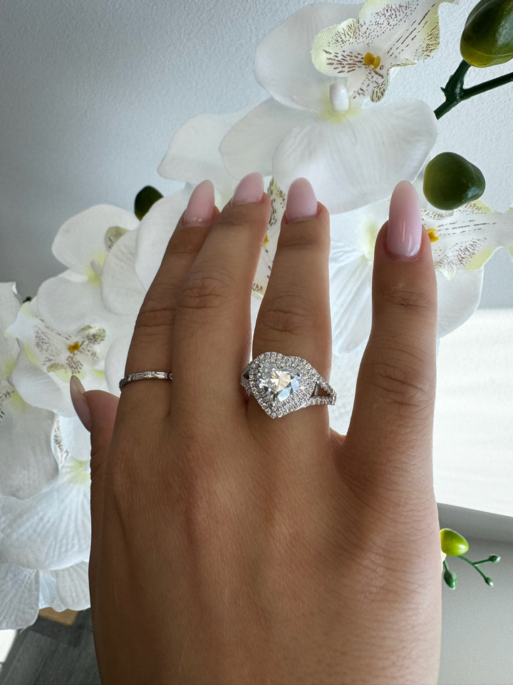 Pansy - Heart Lab Grown Diamond Ring Double Halo White