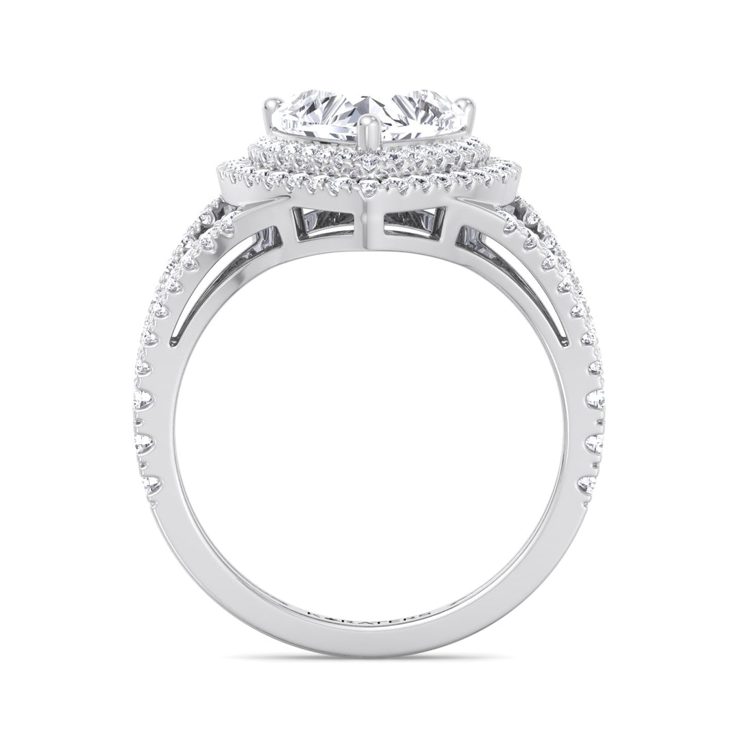 Pansy - Heart Shape Lab Diamond Ring Double Halo White 