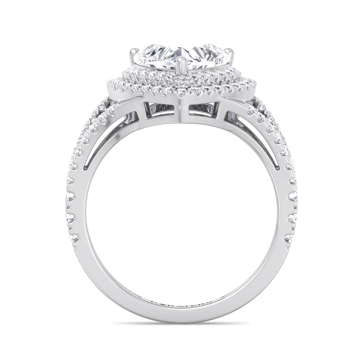Pansy - Heart Shape Lab Diamond Ring Double Halo White 