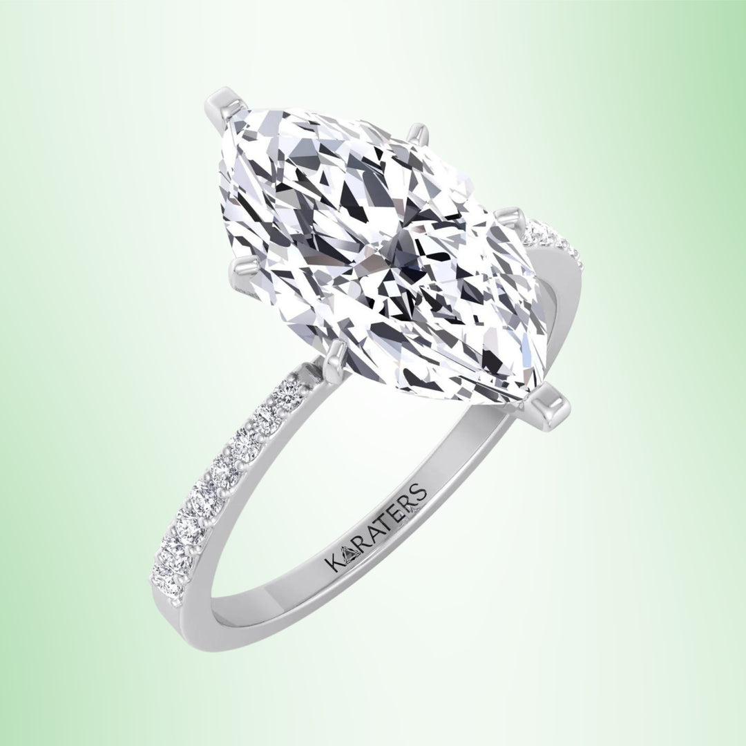 Pasadena -Marquise Cut Lab Grown Diamond Engagement Ring With SideStones