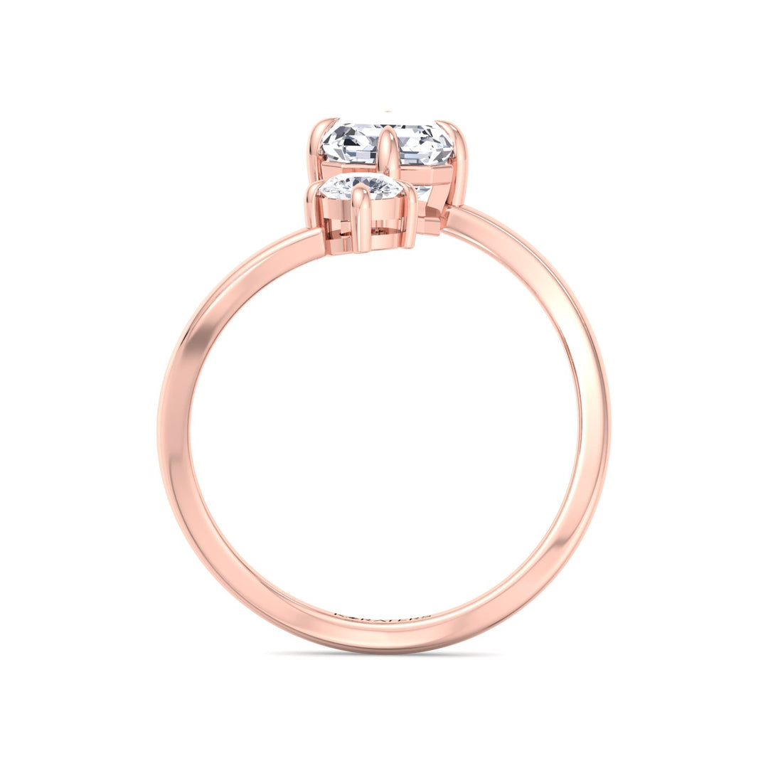 Pave Band Vintage Ring with Emerald Lab Diamond Rose
