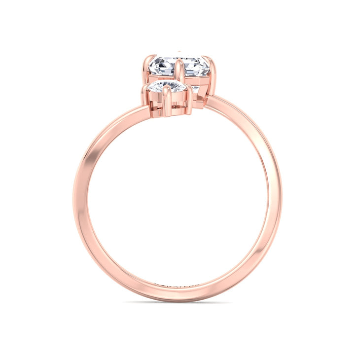 Pave Band Vintage Ring with Emerald Lab Diamond Rose