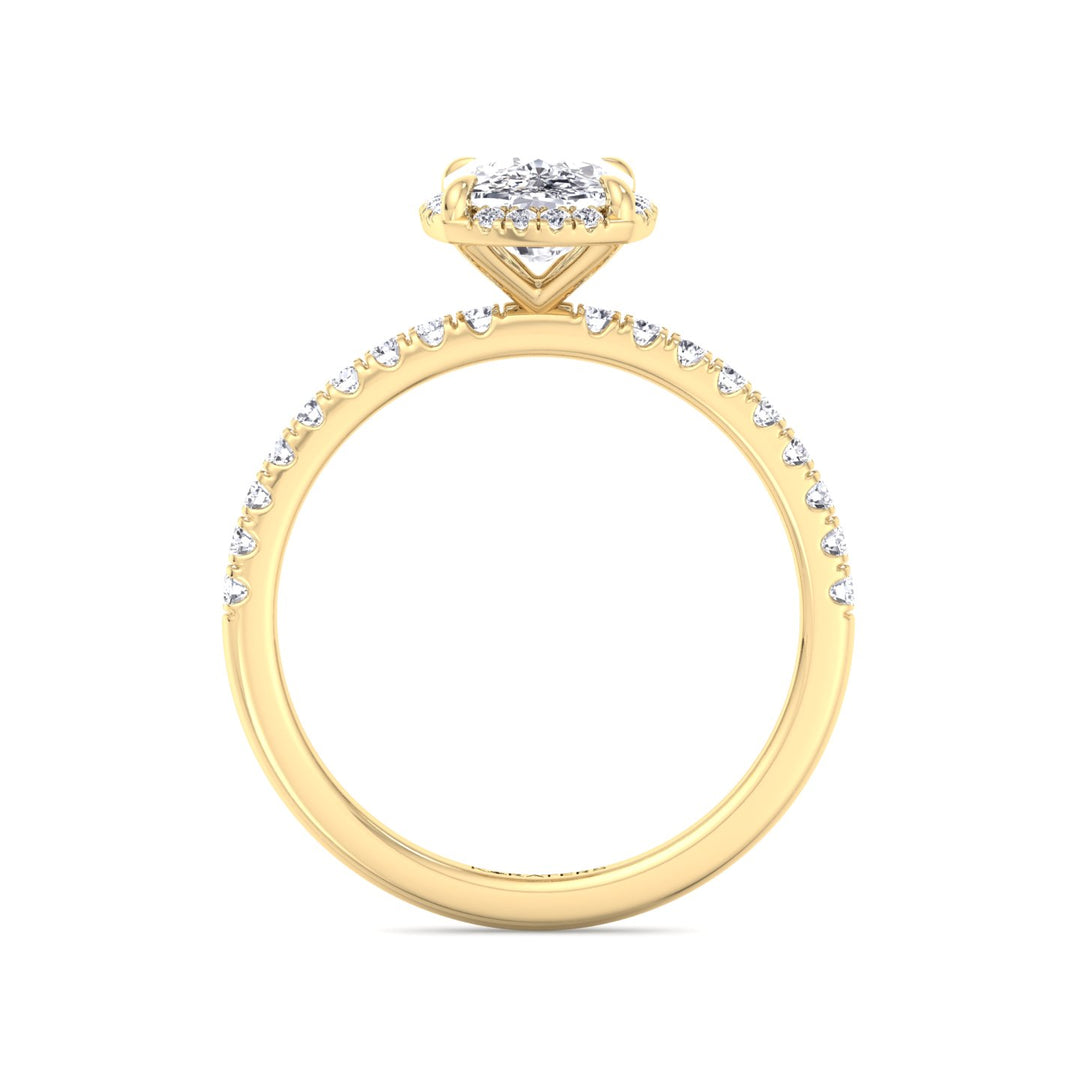 Paxe-Elongated Cushion Shape Lab Grown Diamond Halo Engagement Ring, Profile