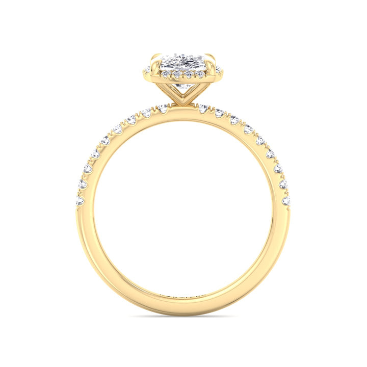 Paxe-Elongated Cushion Shape Lab Grown Diamond Halo Engagement Ring, Profile