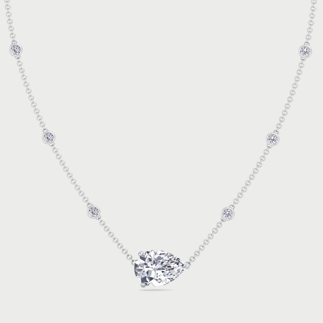Diamond by The Yard Necklace with Pear Shape Center Stone