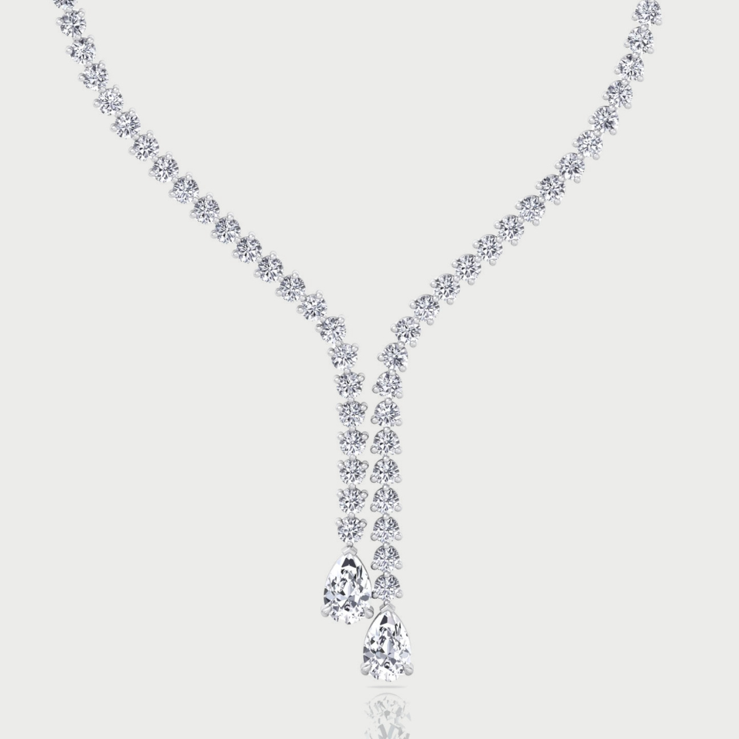 18CT T.W. Pear Shape Lab Grown Diamond Lariat Tennis Necklace 