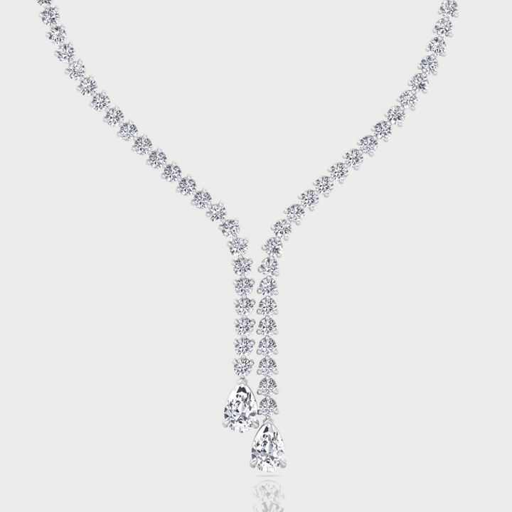 18CT T.W. Pear Shape Lab Grown Diamond Lariat Tennis Necklace 