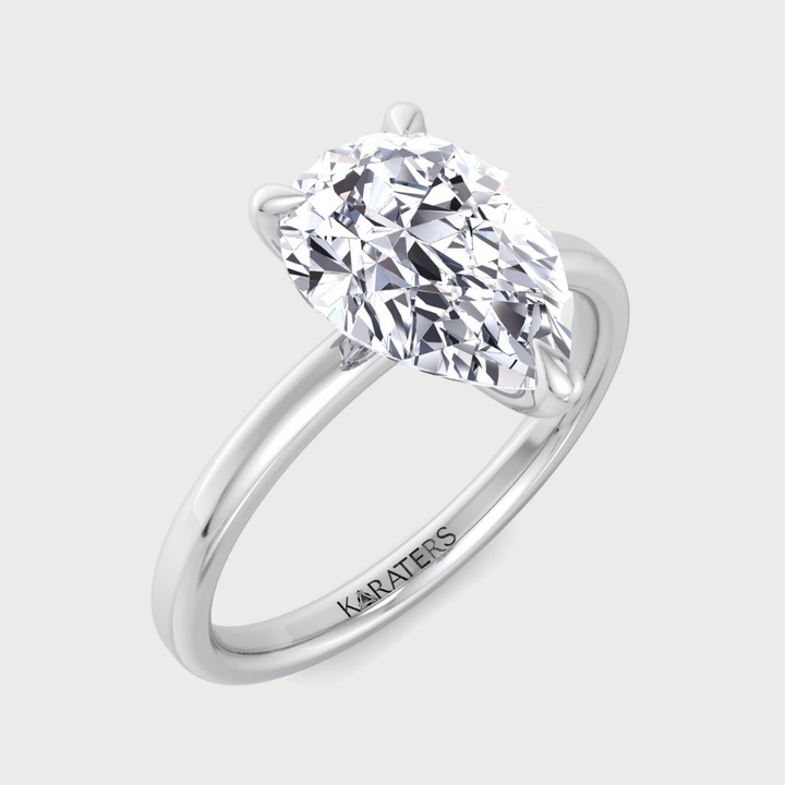 Pear Shape Lab Grown Diamond Engagement Ring with Sidestones