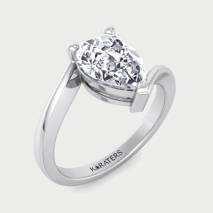 Pear Shaped Cut Lab Grown Diamond Solitaire Engagement Ring