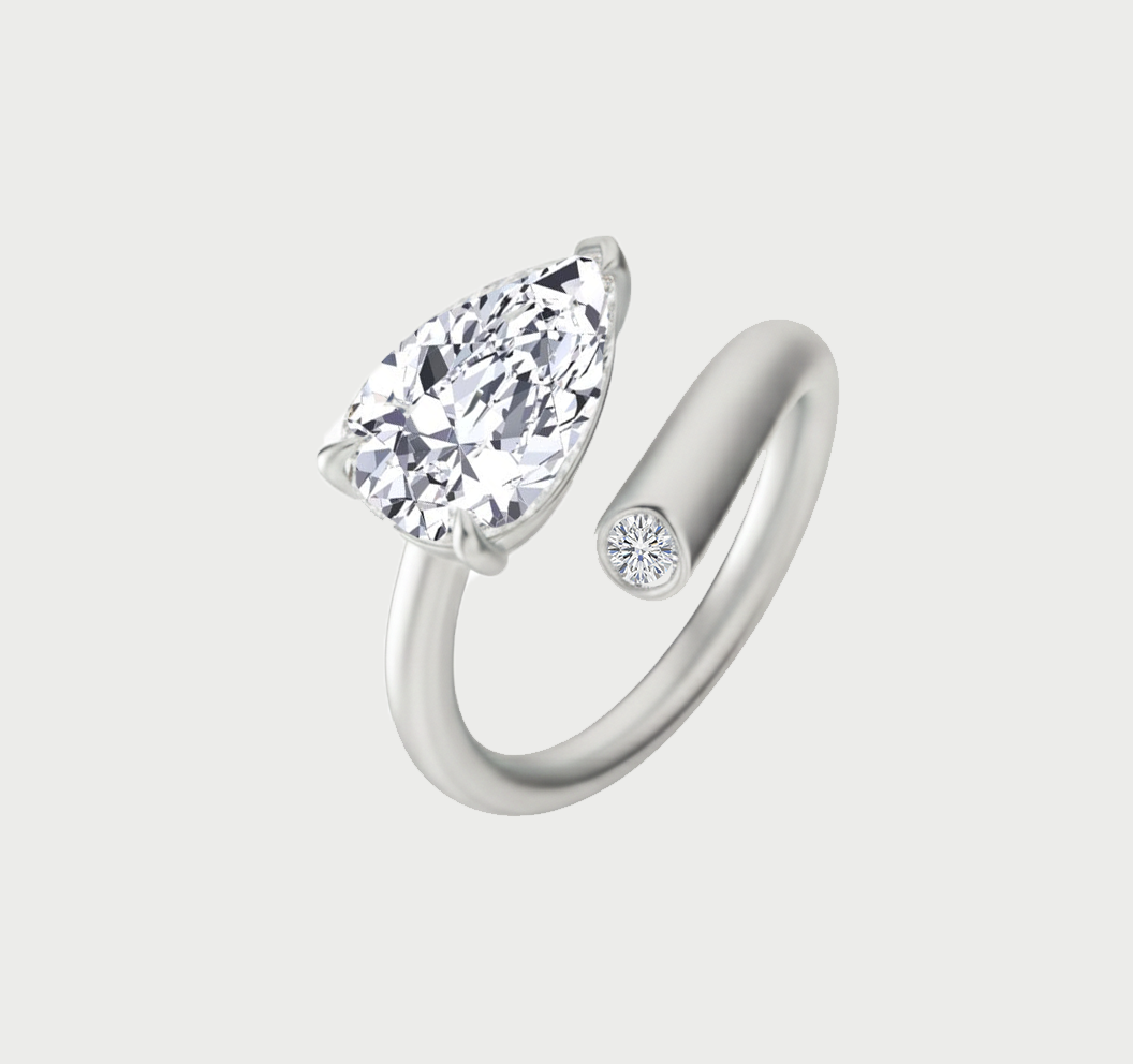 WG Pear Wrap Around Diamond Ring Slant