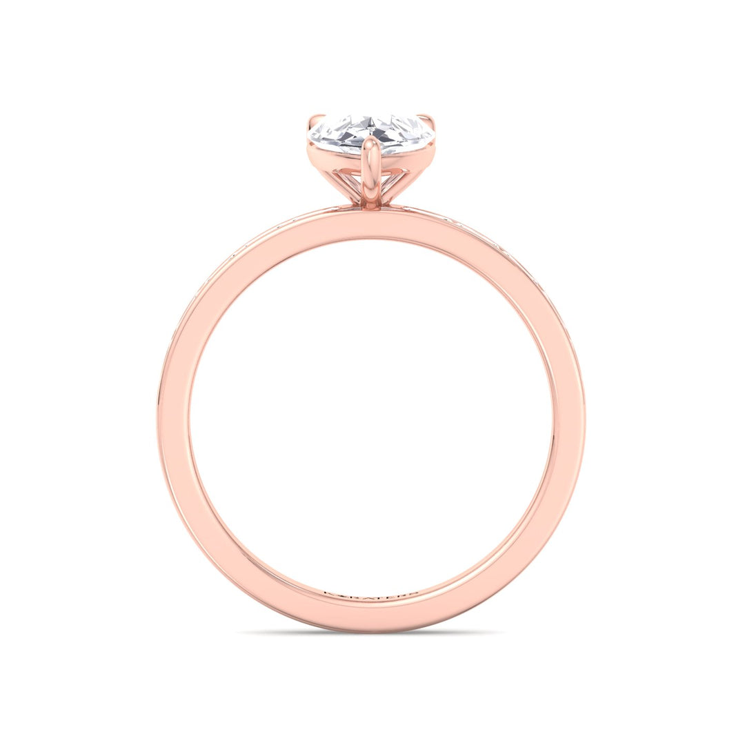 Pear Lab Engagement Ring Channel Baguette Side Stones Rose 