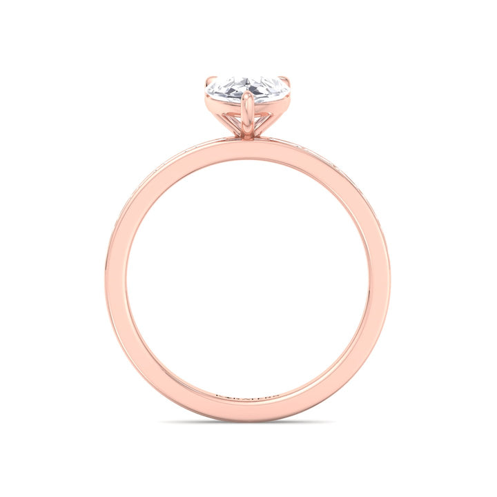 Pear Lab Engagement Ring Channel Baguette Side Stones Rose 