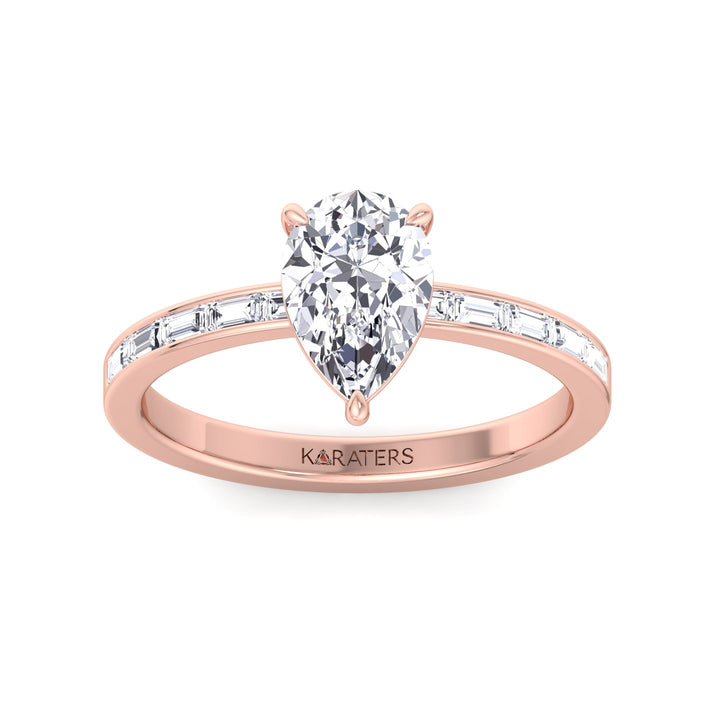 Pear Lab Ring Channel Baguette Side Stones Rose 
