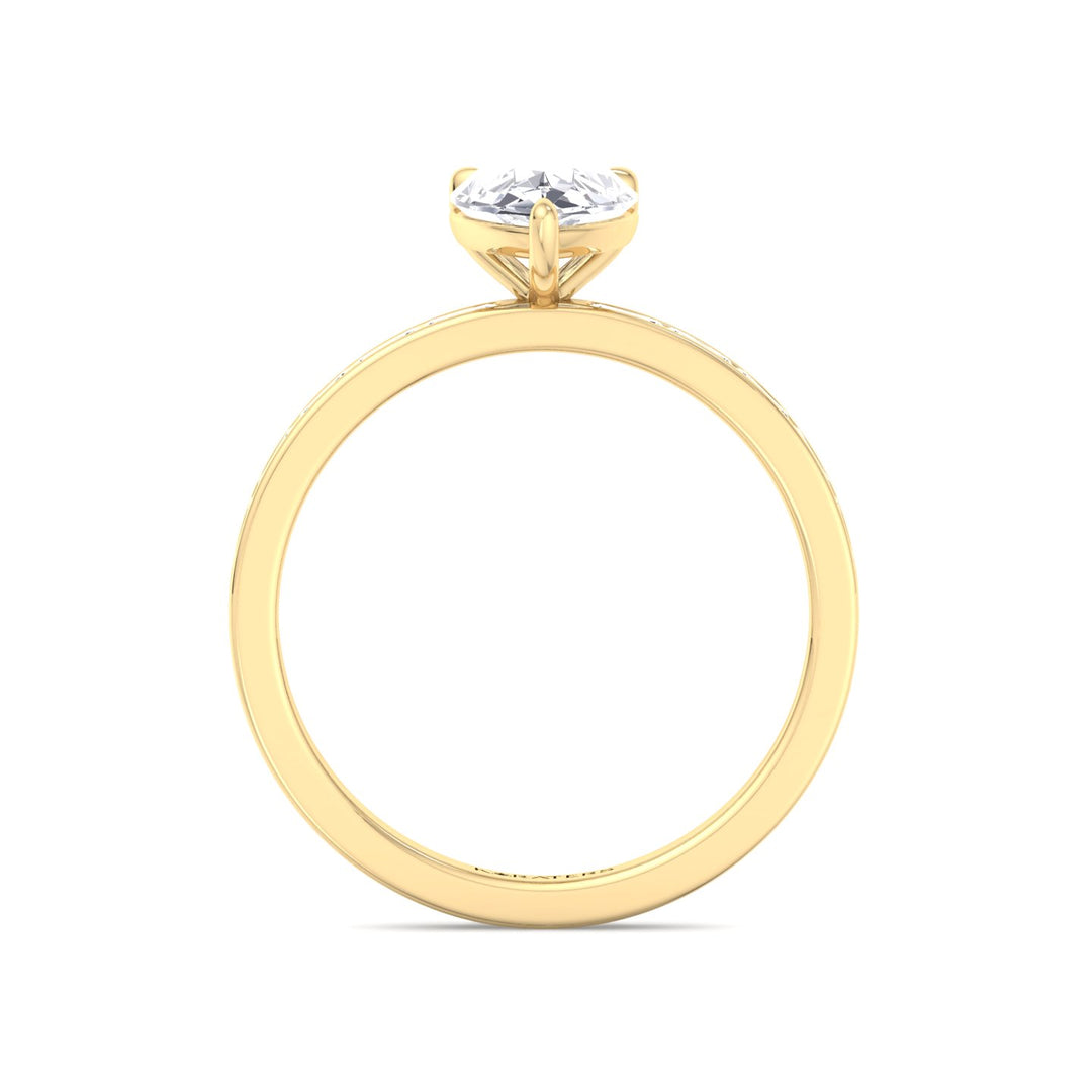 Pear Lab Ring Channel Set Baguette Side Stones Yellow