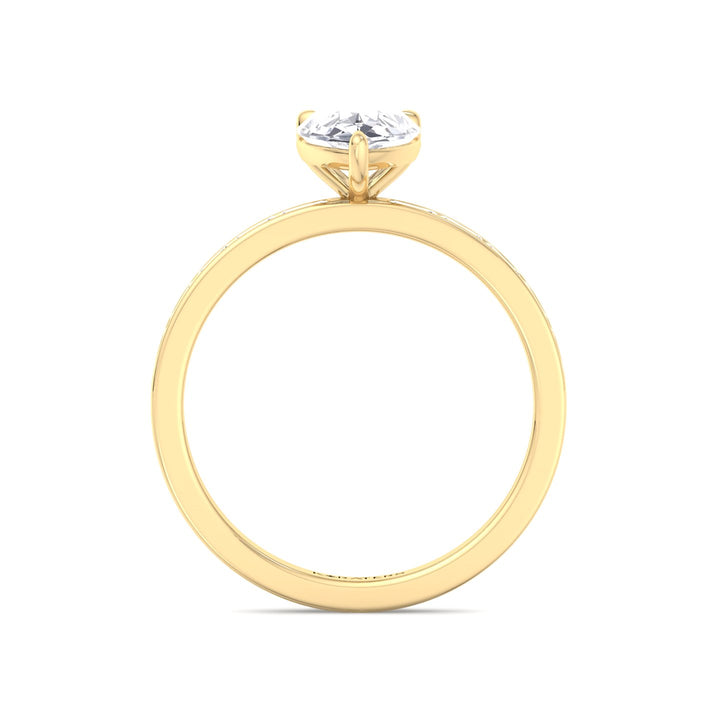 Pear Lab Ring Channel Set Baguette Side Stones Yellow