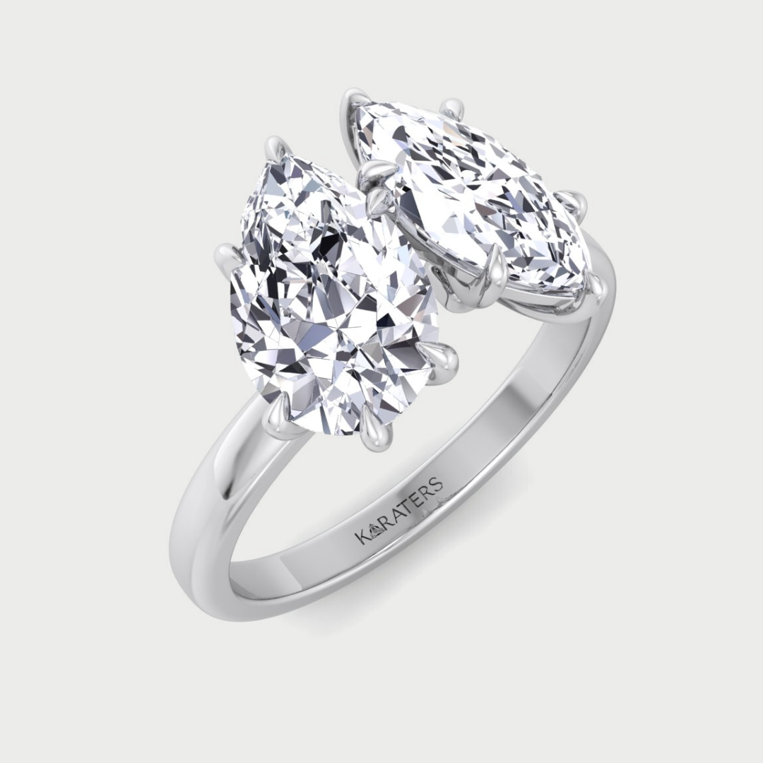 Toi Et Moi - Pear and Marquise Shape Lab Grown Diamond Engagement Ring