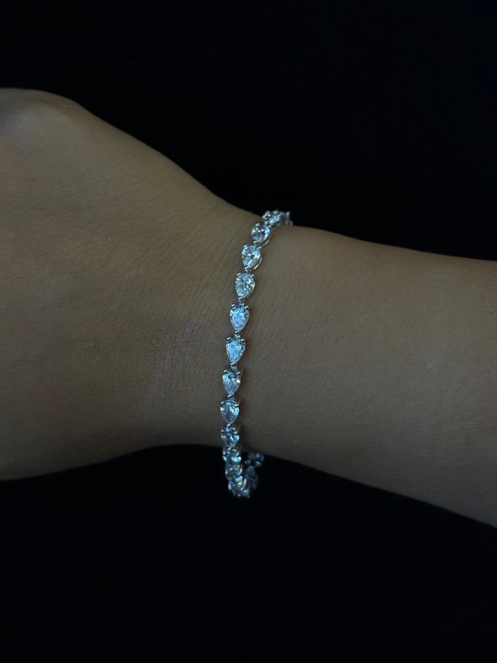 Pear Shape East To West Lab - Grown Diamond Tennis Bracelet 14K Solid Gold