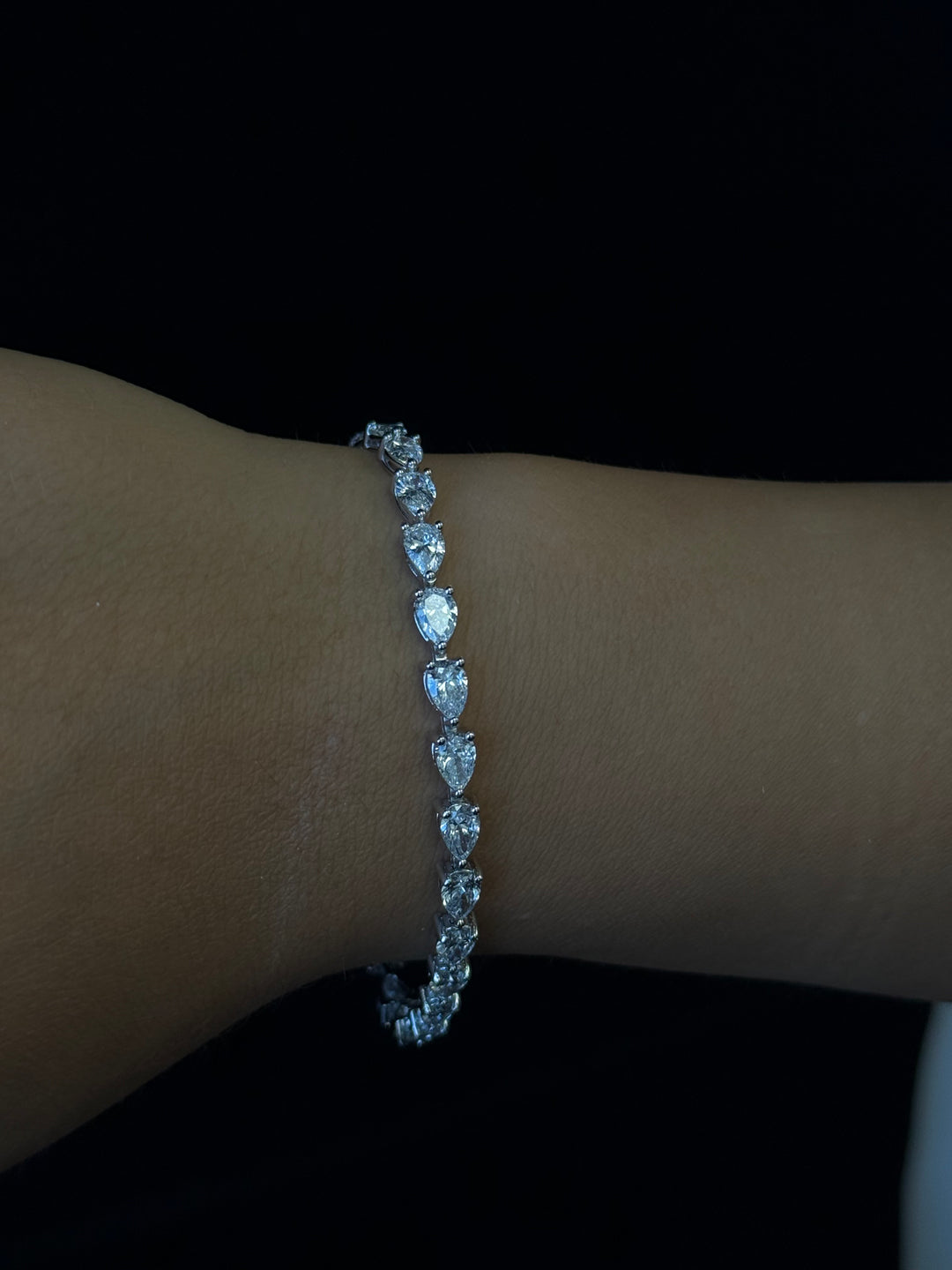 Pear Shape East To West Lab - Grown Diamond Tennis Bracelet 14K Solid Gold
