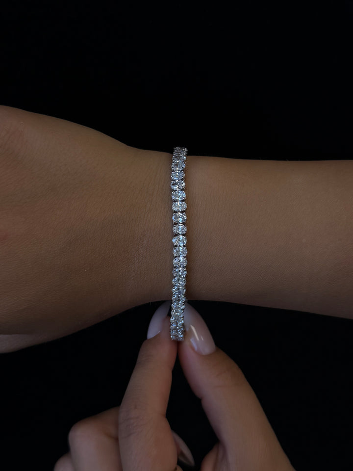 Oval Cut Lab-Grown Diamond Tennis Bracelet 18K Solid Gold