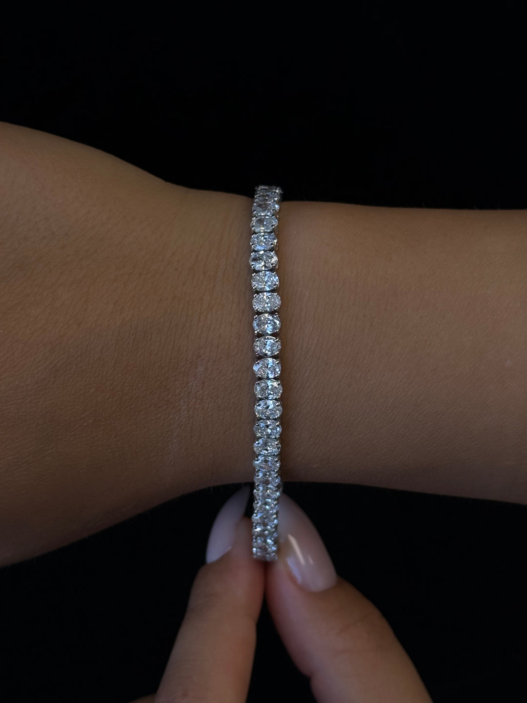 Oval Cut Lab-Grown Diamond Tennis Bracelet 14K Solid Gold