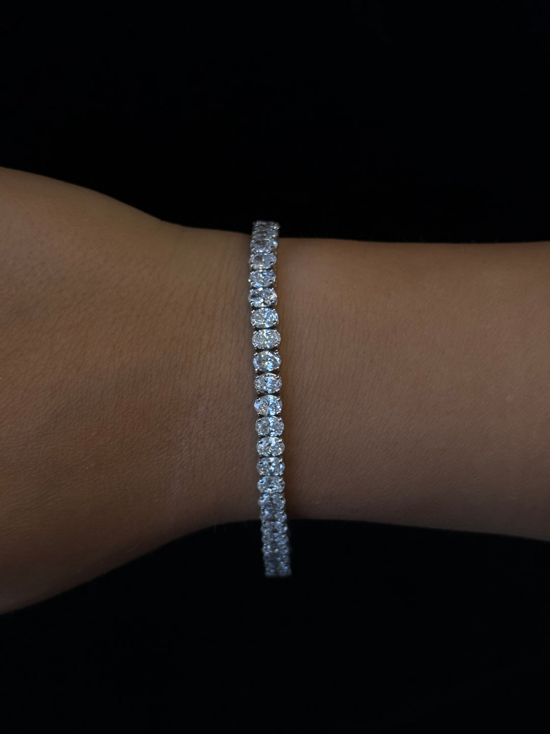 Oval Cut Lab-Grown Diamond Tennis Bracelet 14K Solid Gold