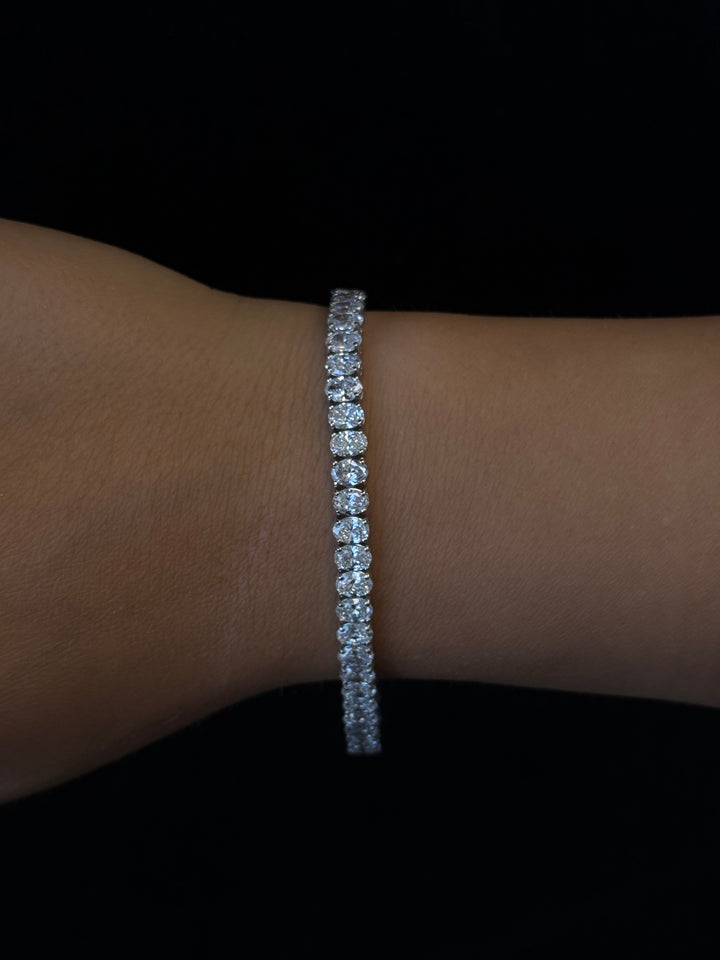 Oval Cut Lab-Grown Diamond Tennis Bracelet 14K Solid Gold
