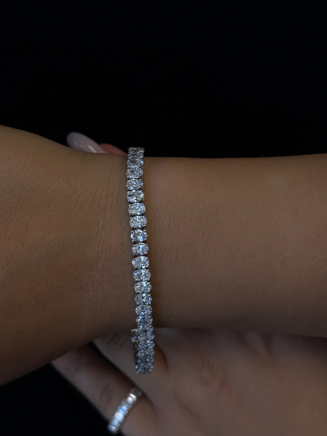Oval Cut Lab-Grown Diamond Tennis Bracelet 18K Solid Gold