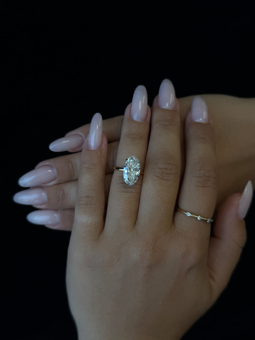 yellow Moval Lab Grown Diamond Engagement Ring with Hidden Halo