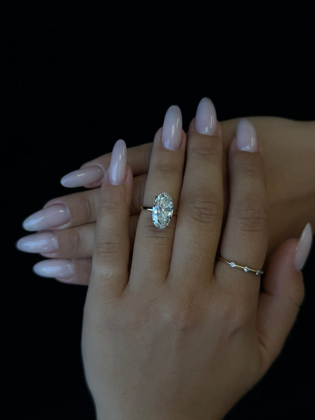 yellow Moval Lab Grown Diamond Engagement Ring with Hidden Halo