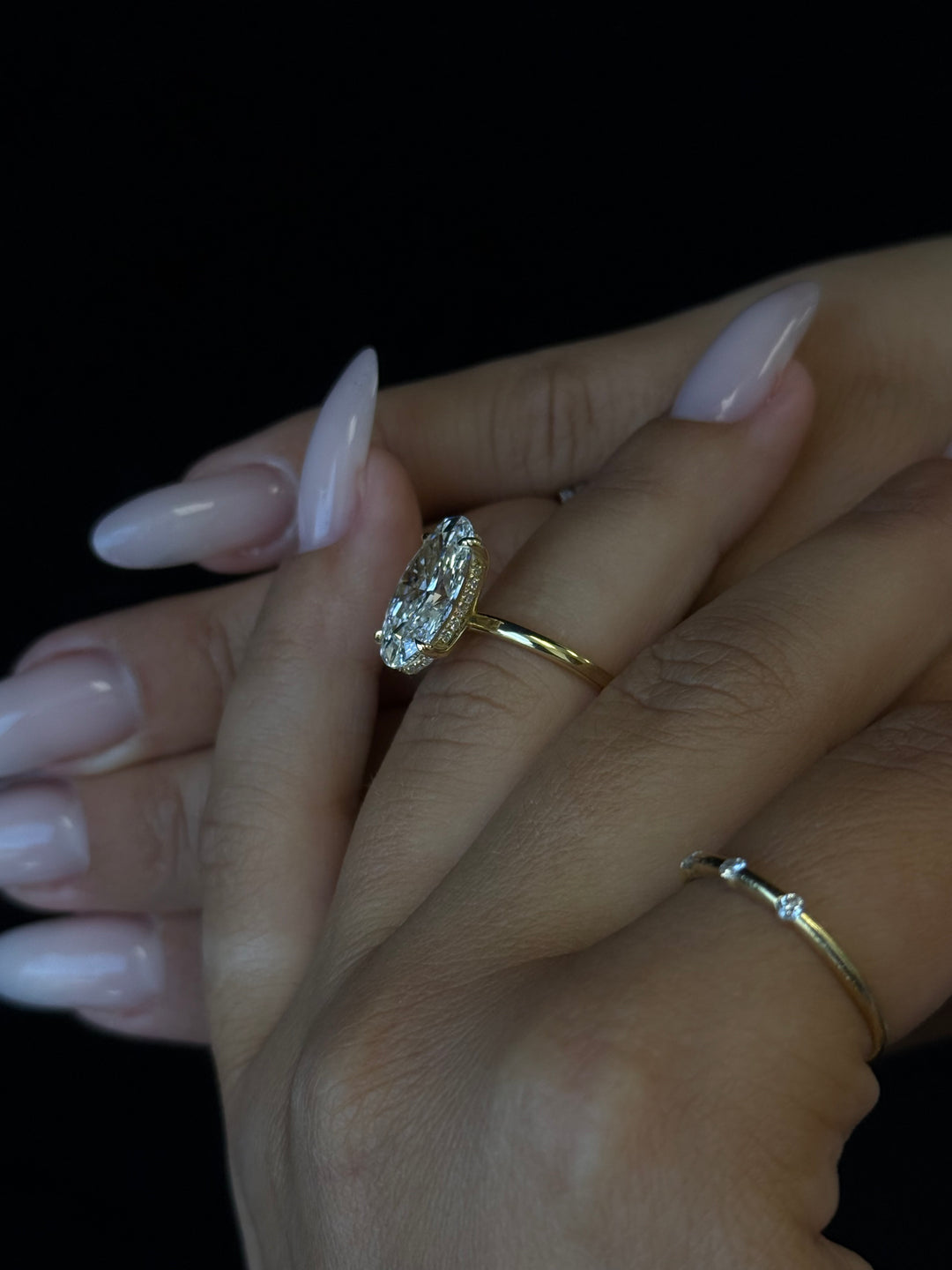 Moval Lab Grown Diamond Engagement Ring with Hidden Halo actual picture