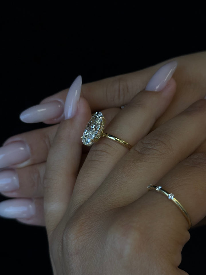 Moval Lab Grown Diamond Engagement Ring with Hidden Halo actual picture