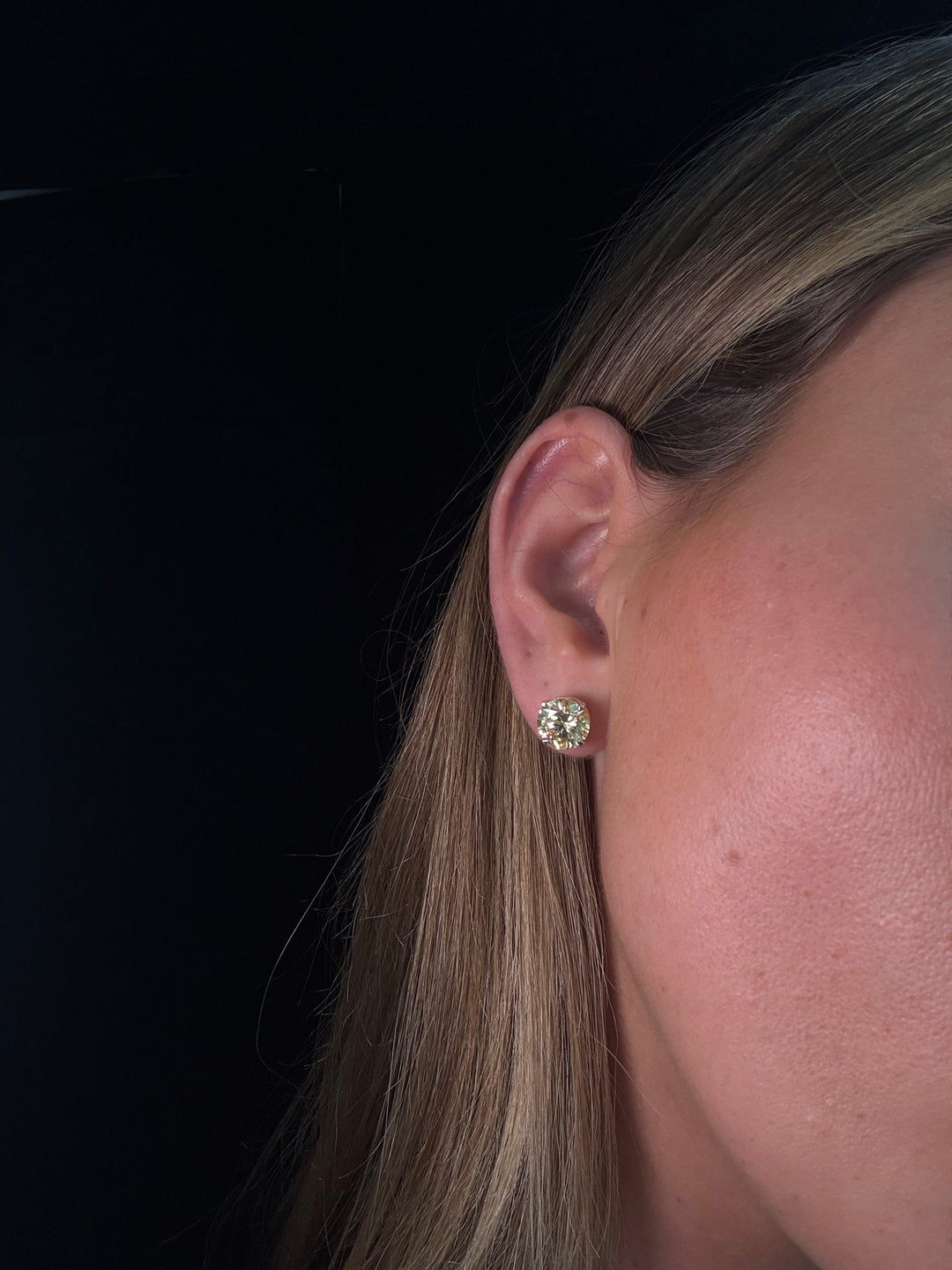 Fancy Yellow Round Shape Lab Grown Diamond Studs