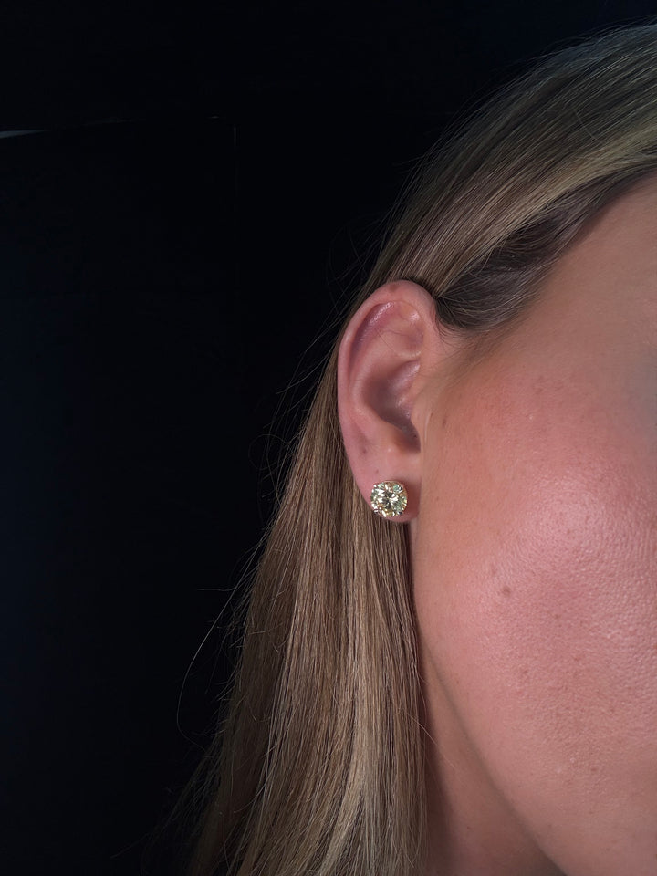 Fancy Yellow Round Shape Lab Grown Diamond Studs