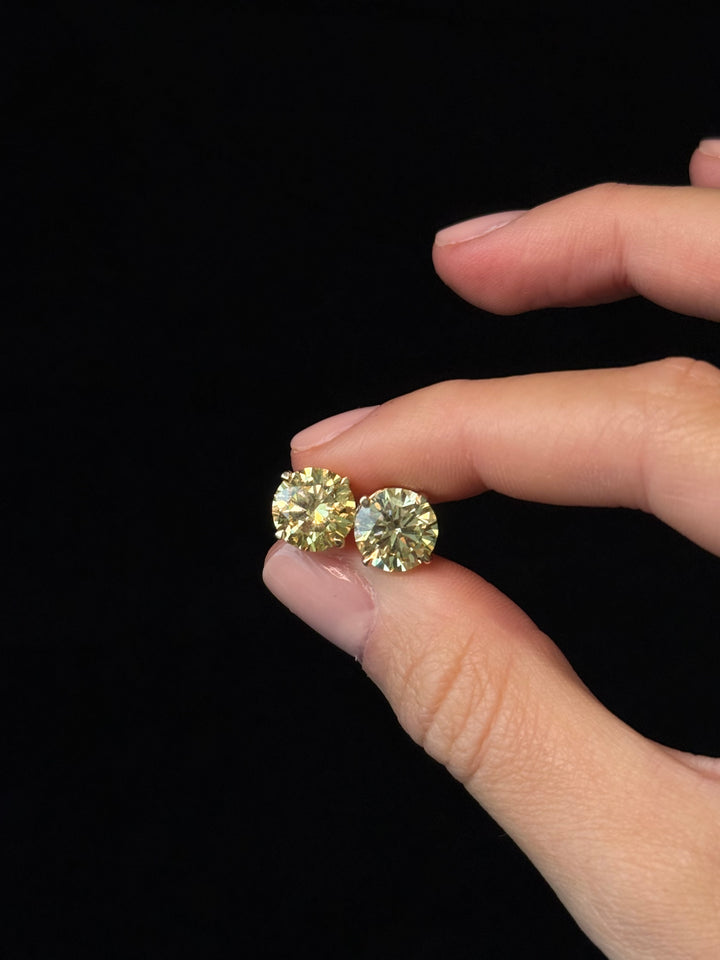 Fancy Yellow Round Shape Lab Grown Diamond Studs