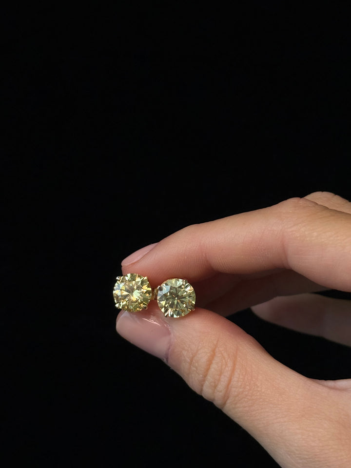 Fancy Yellow Round Shape Lab Grown Diamond Studs
