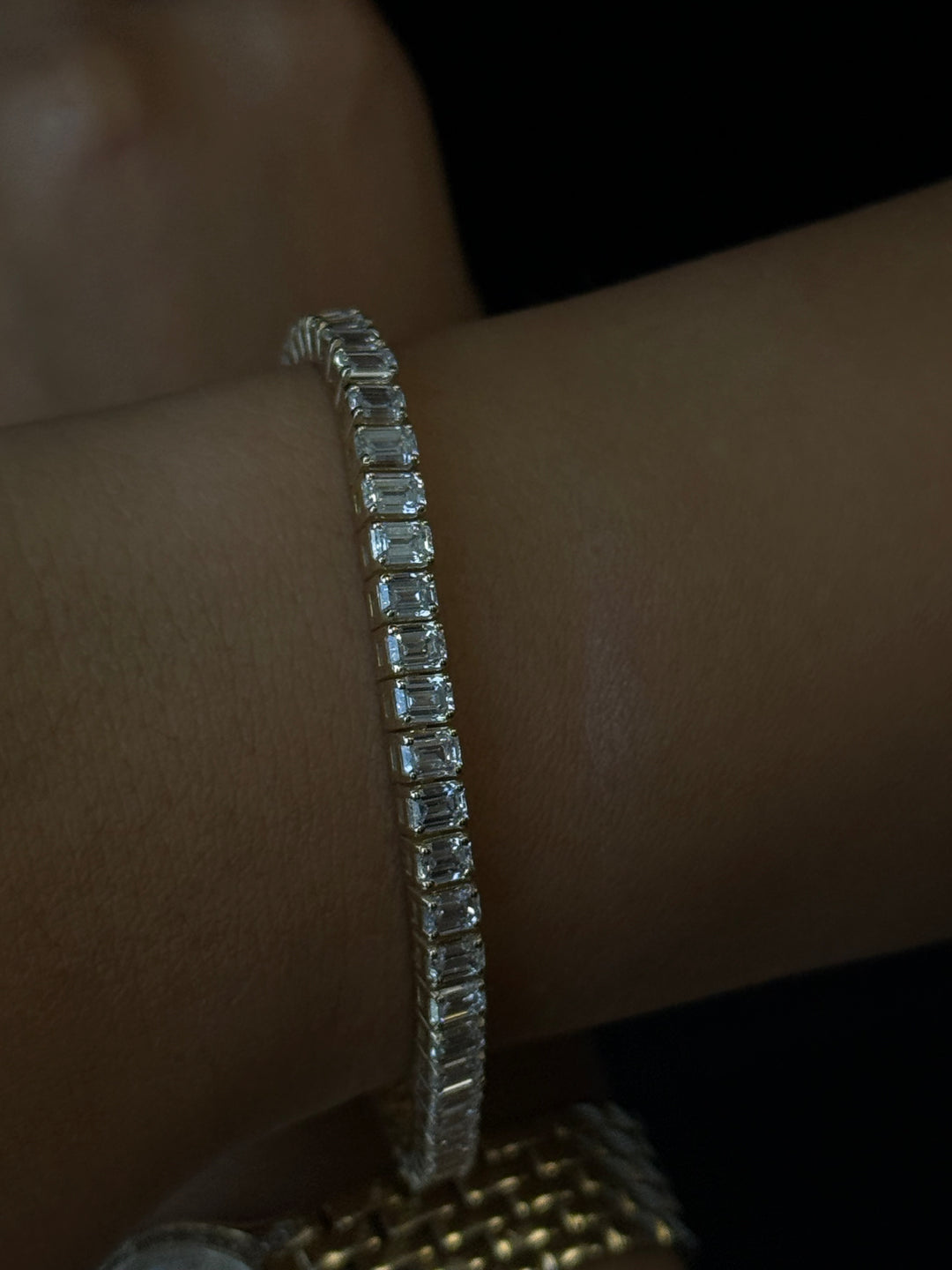 Emerald Cut Lab-Grown Diamond Tennis Bracelet 14K Solid Gold