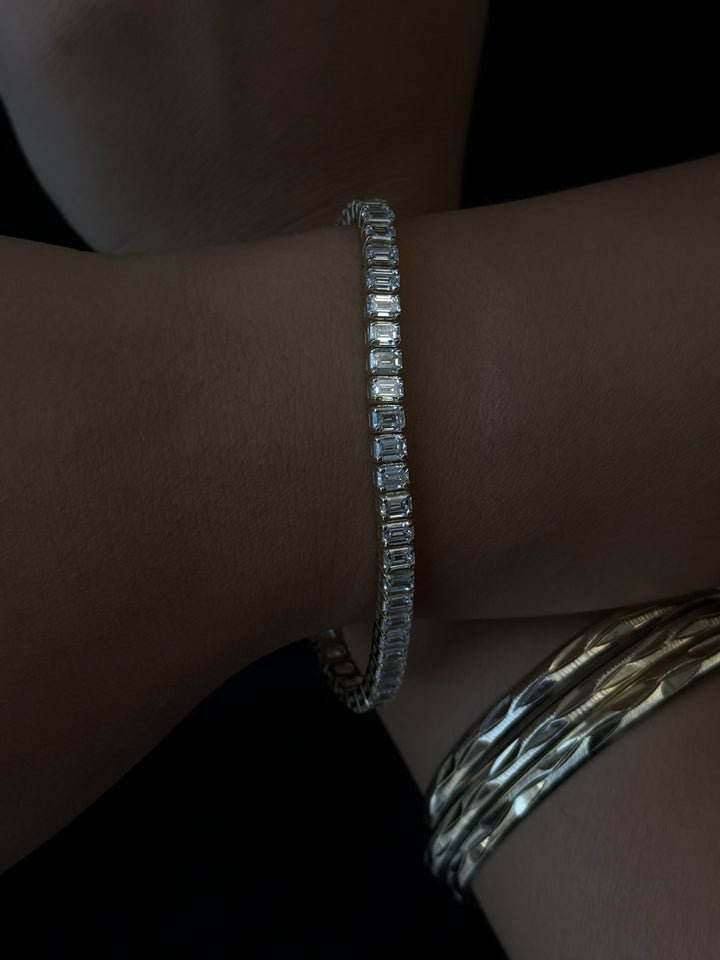 Emerald Cut Lab-Grown Diamond Tennis Bracelet 14K Solid Gold