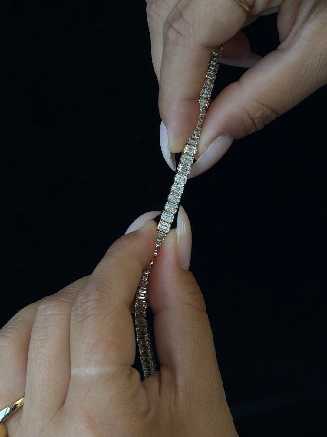 Emerald Cut Lab-Grown Diamond Tennis Bracelet 14K Solid Gold