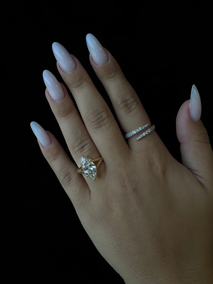 Marquise Cut Cathedral Split Shank Lab Grown  Engagement Ring
