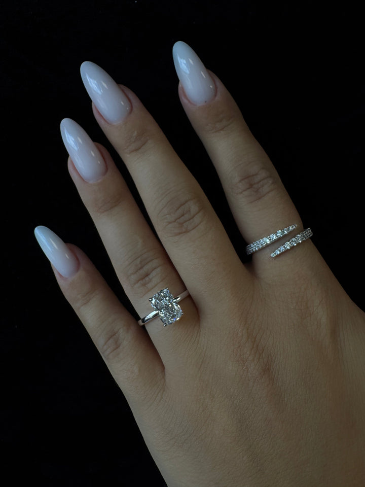 Elongated Cushion Cut Solitaire Lab Grown Diamond Engagement Ring