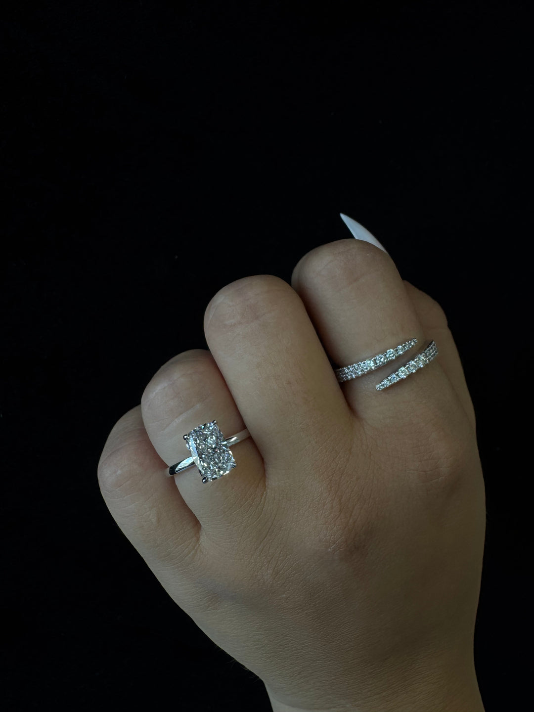 Elongated Cushion Cut Solitaire Lab Grown Diamond Engagement Ring