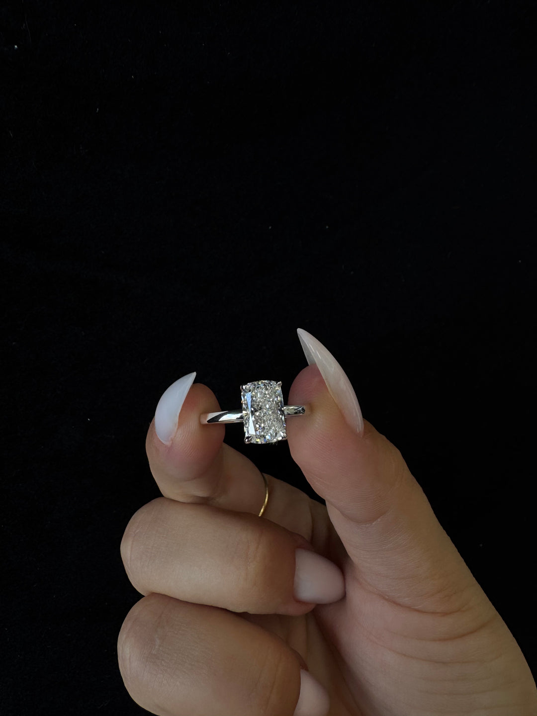 Elongated Cushion Cut Solitaire Lab Grown Diamond Engagement Ring