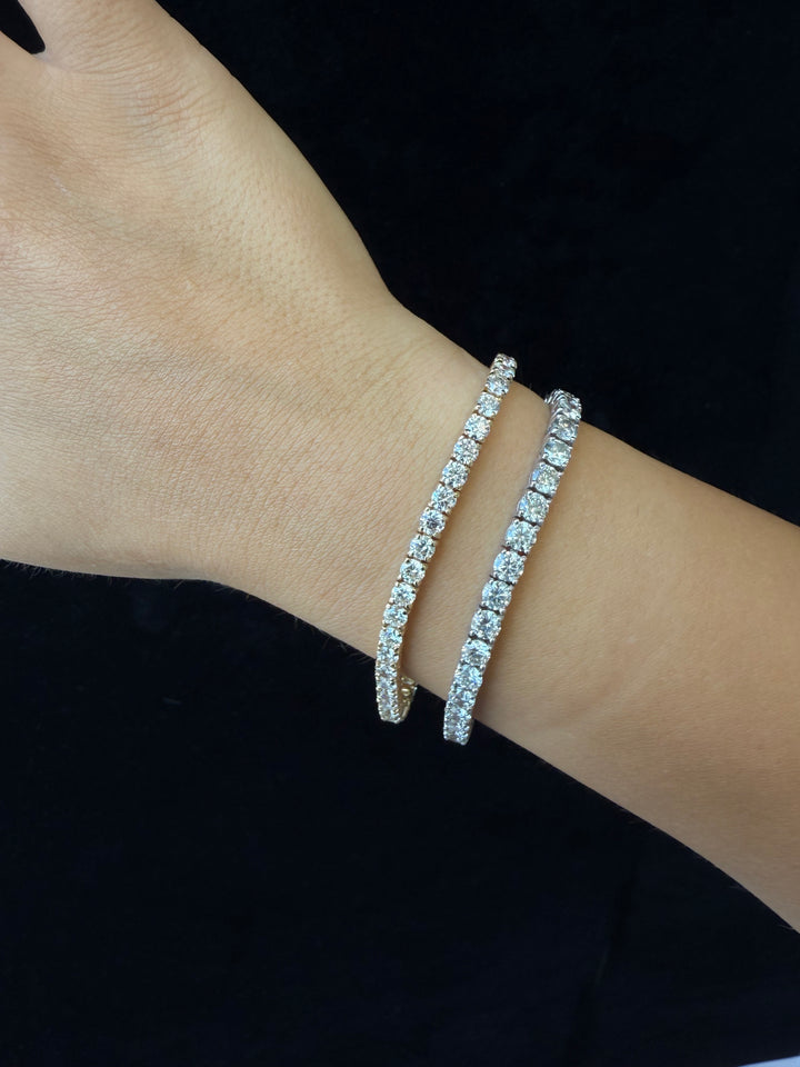 4 Prong Round Cut Lab-Grown Diamond Tennis Bracelet 14K Solid Gold