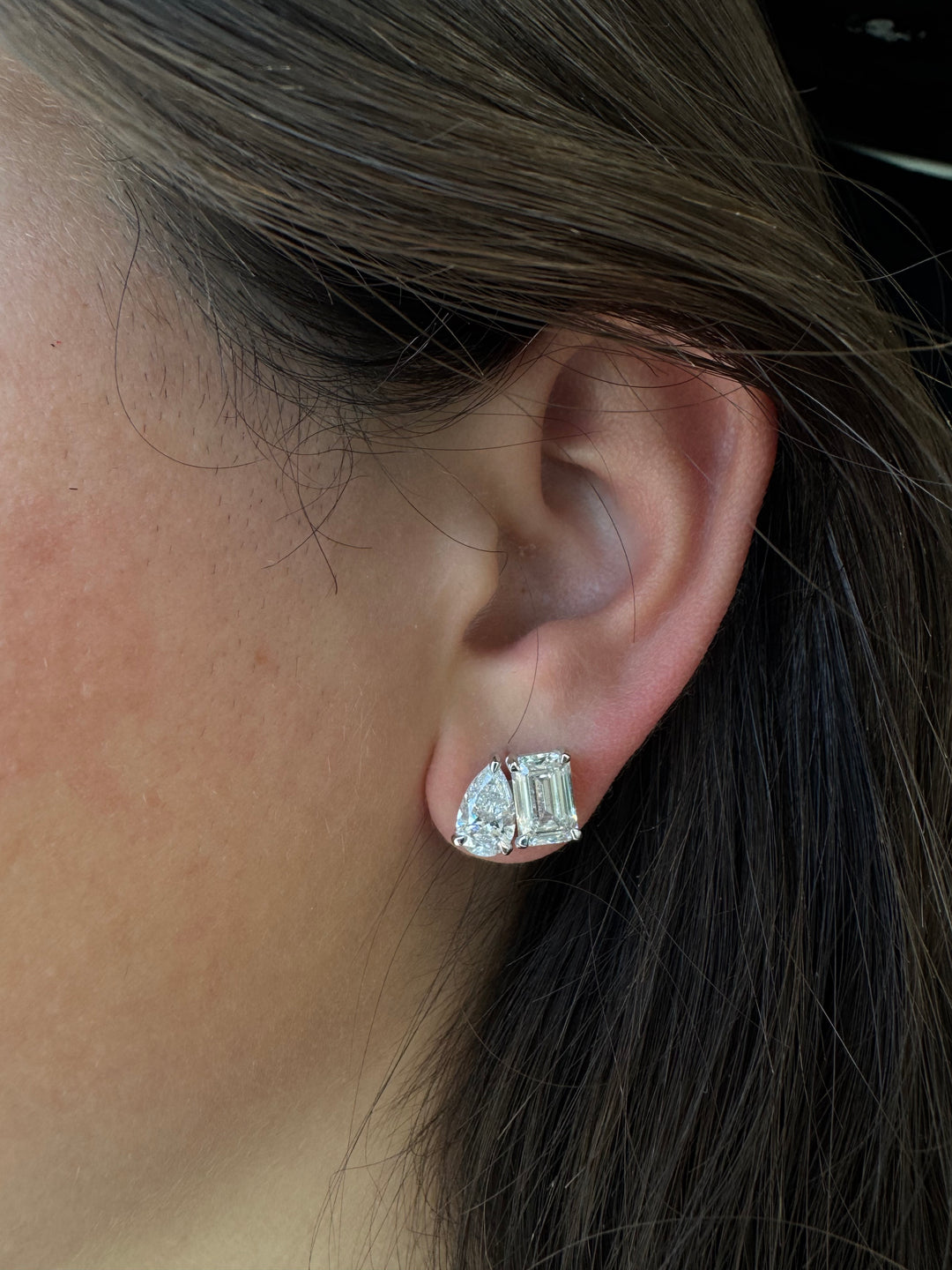 Toi Et Moi Emerald & Pear Shape Lab-Grown Diamond Studs