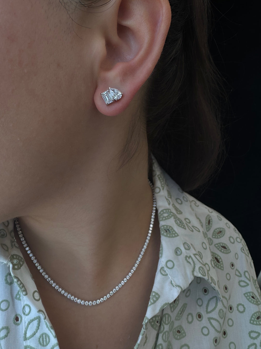 Toi Et Moi Emerald & Pear Shape Lab-Grown Diamond Studs