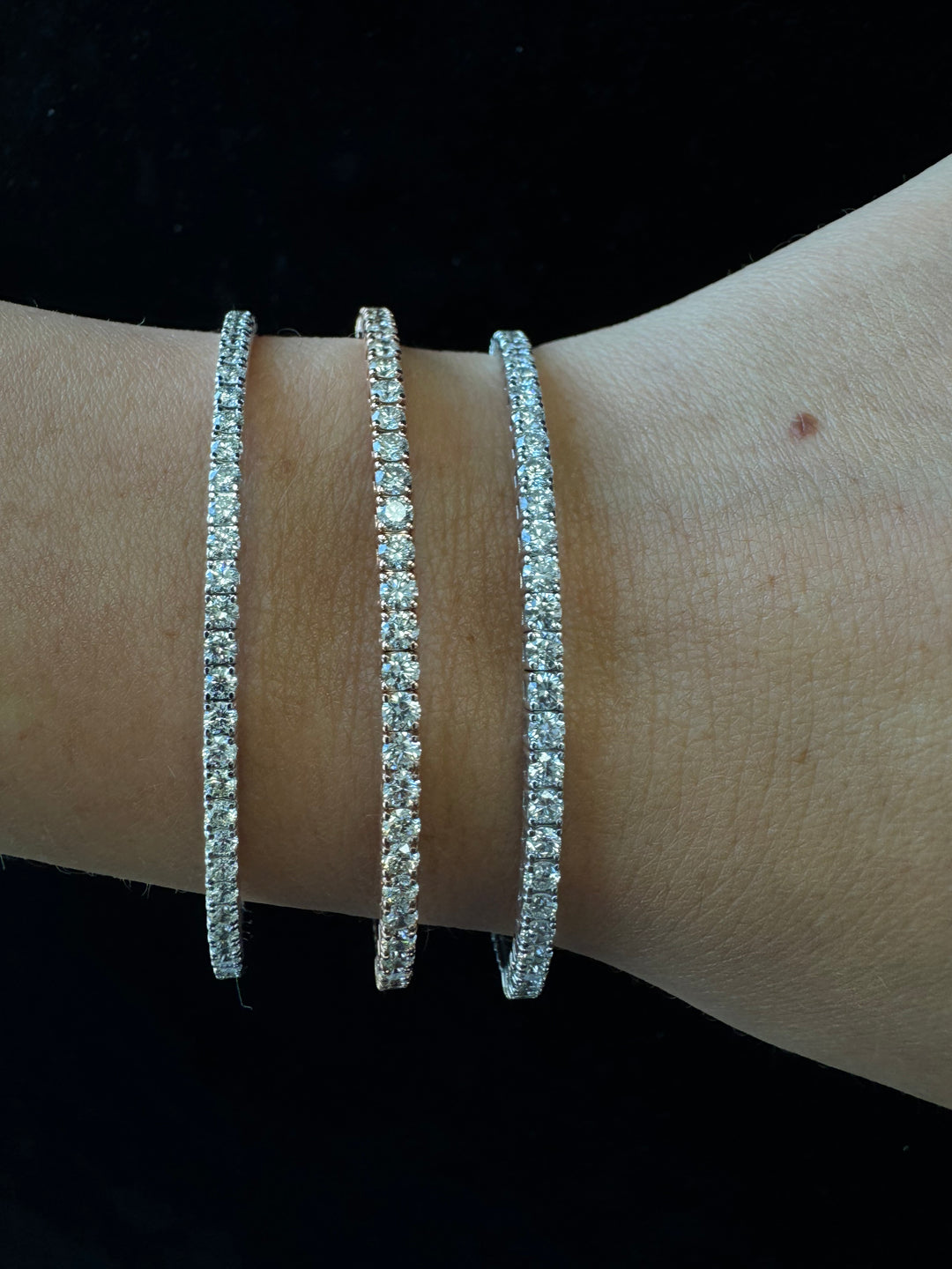 Round Cut Lab Grown Diamond Flexible Bangle Bracelet in 14K Solid Gold