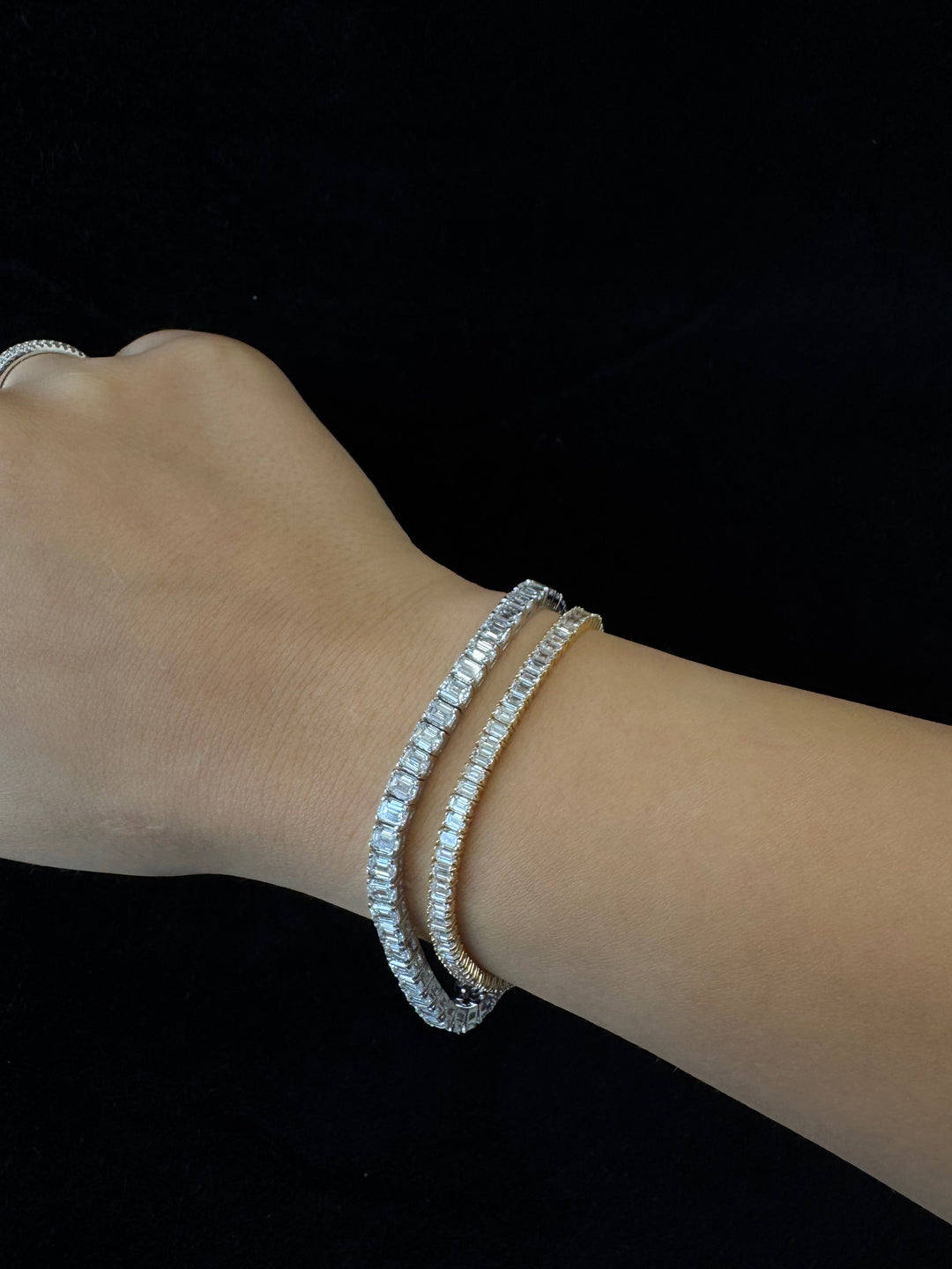 Emerald Cut Lab-Grown Diamond Tennis Bracelet 18K Solid Gold