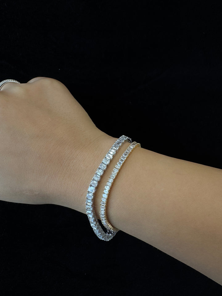 Emerald Cut Lab-Grown Diamond Tennis Bracelet 18K Solid Gold