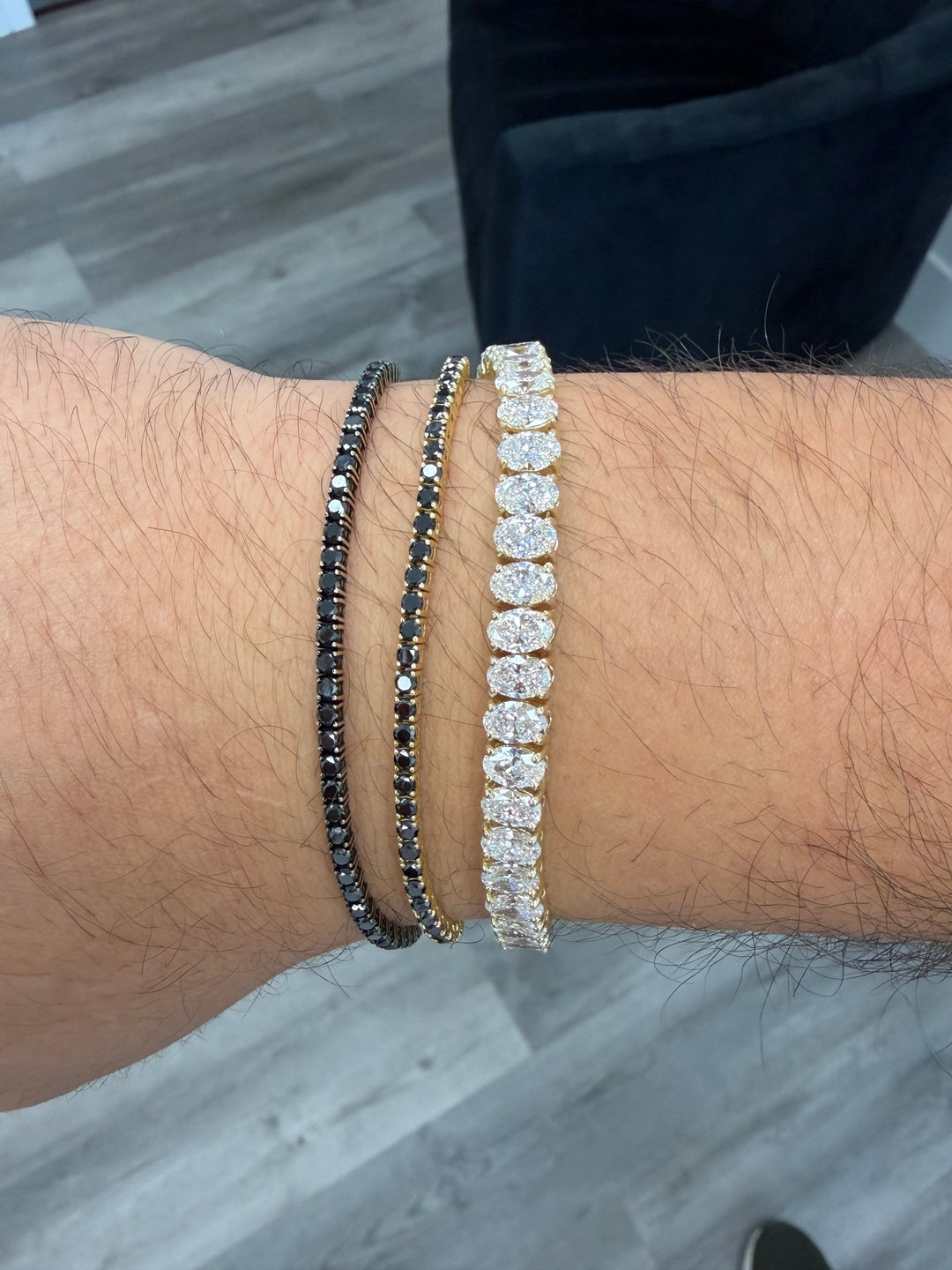 Men's Oval Cut Lab-Grown Diamond Tennis Bracelet 14K Solid Gold