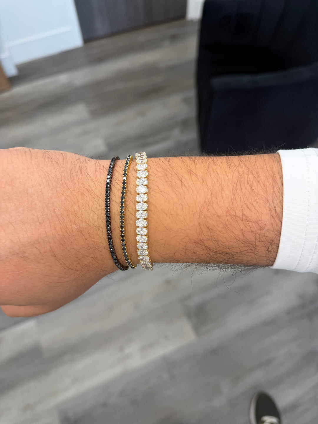 Men's Oval Cut Lab-Grown Diamond Tennis Bracelet 14K Solid Gold